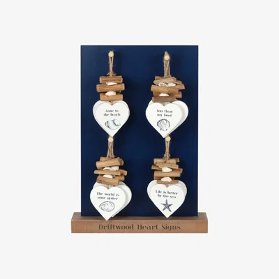 The Range Coastal Charm Driftwood Heart Sign Set of 20 Counter Display - White