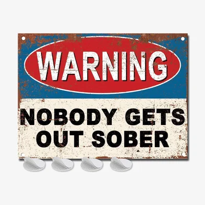 The Range 'Nobody get out Sober' Metal Bar Sign - Blue