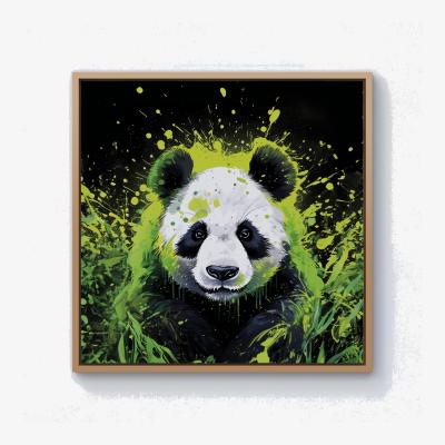 The Range Green Splashart Panda Face Canvas Print - Green / 76.2cm / Pine Frame