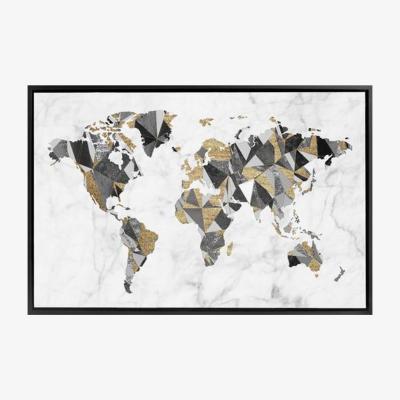 The Range Framed Monochrome Gold Foiled Map