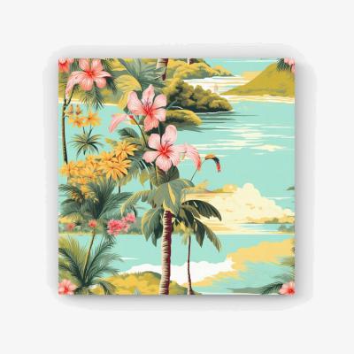 The Range Palm Trees and Hibiscus HD Metal Print - Green / 30cm
