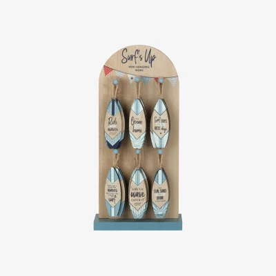 The Range Mini Surfboard Signs Set 6 Styles Beach Decor 24 Pieces - Tan