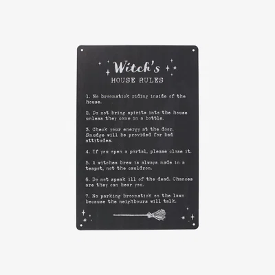 The Range Witch's House Rules Metal Sign - Black