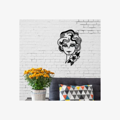 The Range Woman in Flowers Wall Art Metal Decorative Object - Black - Black