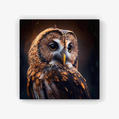 The Range Tawny Owl Face Splashart Dark Background Canvas Print - Brown / 101.6cm
