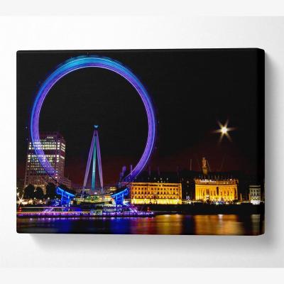 The Range London Eye Speed Nights Canvas Print Wall Art - Yellow / 66.04cm