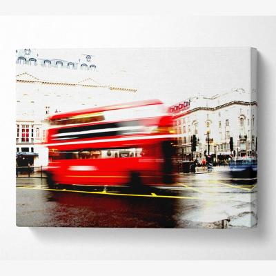 The Range London Retro Red Bus Canvas Print Wall Art - Yellow / 50.8cm
