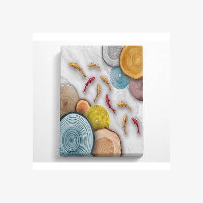 The Range Colourful Fish Swimming Around Canvas Print - Black / 35.56cm
