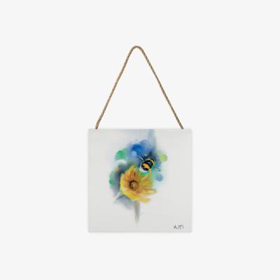 The Range Alison Mcilkenny (Bumblebee  Flower) Wooden Block - White