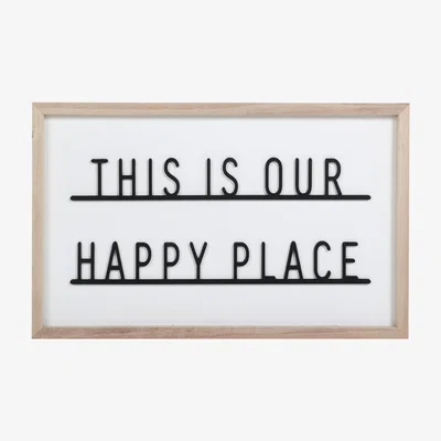 The Range 3D Our Happy Place Framed Plaque - White