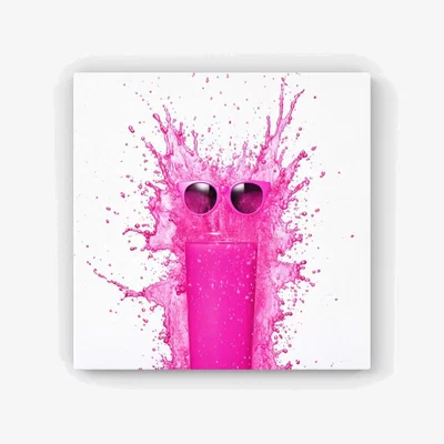 The Range Pink Splashart Glass With Glasses Canvas Print - Pink / 76.2cm