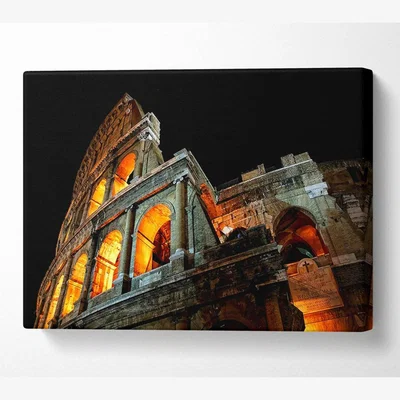 The Range Colosseum At Night Canvas Print Wall Art - Yellow / 81.28cm