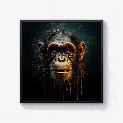 The Range Splashart Monkey Face Canvas Print - Black / 76.2cm / Black Frame