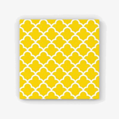The Range Geometric Yellow Quatrefoil Wave HD Metal Print - Yellow / 30cm