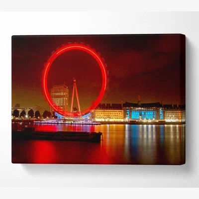 The Range London Eye From Victoria Embankment Canvas Print Wall Art - Yellow / 35.56cm