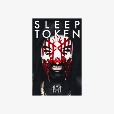 The Range Sleep Token Vessel Mask Textile Poster - Black/White/Red