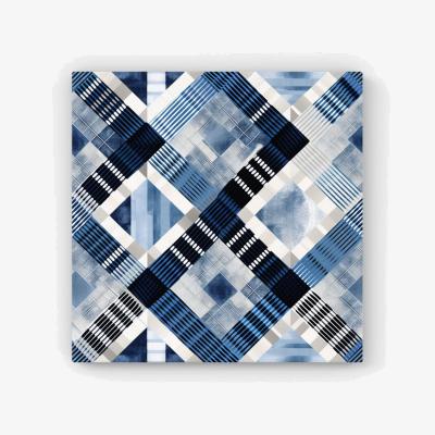 The Range Checkered Square Black And Blue HD Metal Print - Blue / 40cm