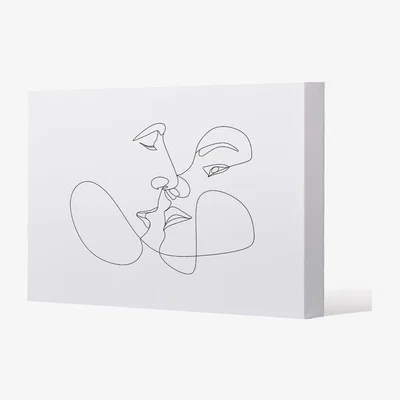 The Range couple kiss in line art Canvas Print - White / 77cm / 51cm