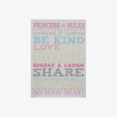 The Range Kids Princess Rules Wall Plaque - Assorted