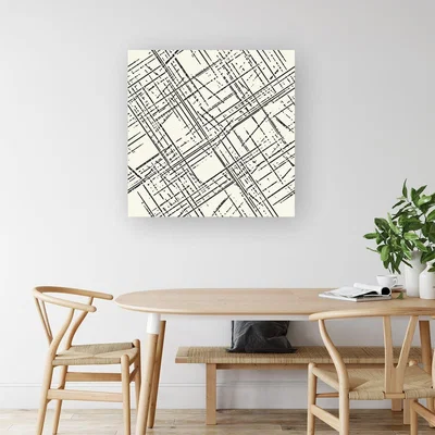 The Range Monochrome Distressted Pattern Canvas Print - Grey / Small