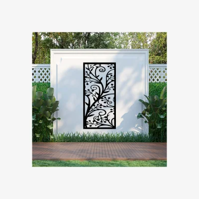 The Range Flowers Screen Metal Wall Art  - Black