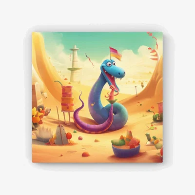 The Range Snake On A Beach Holiday HD Metal Print - Yellow / 30cm