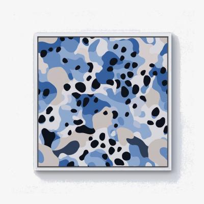 The Range Blue Camouflage Pattern Canvas Print - Blue / White Frame / 25.4cm