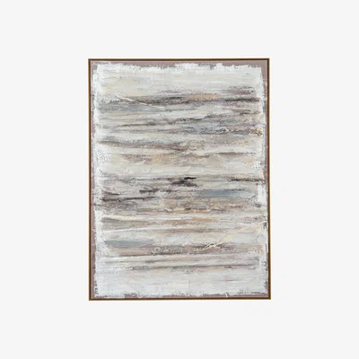 The Range Breeze Hand Painted Canvas Wall Art in Modern Frame - Brown