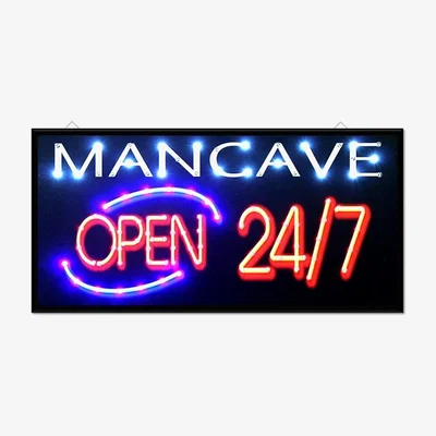 The Range Led Bar Sign Mancave Open 247 Pub Club Window Display Light - Black