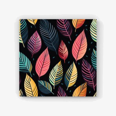 The Range Colourful Leaves Pattern HD Metal Print - PInk / 40cm