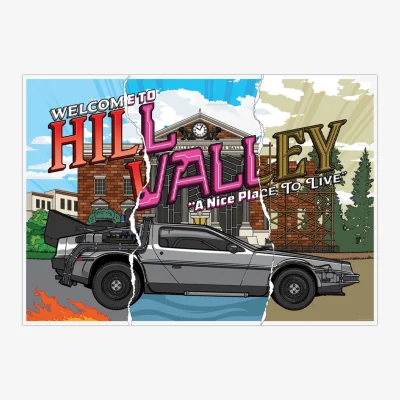 The Range Back to the Future 40th Anniversary Hill Valley A3 Art Print - multicoloured