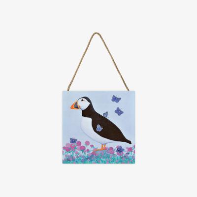The Range Ailsa Black (Puffs Of Blue) Wooden Block - White