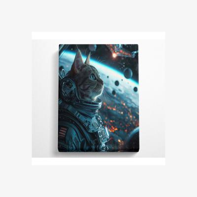The Range Cat Astronaught Canvas Print - Black / 50.8cm
