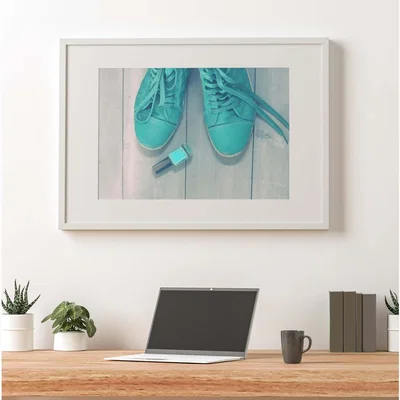 The Range Lipstick Shoes Art Print - Blue / 59.4cm