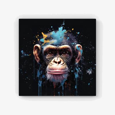 The Range Monkey Face Splashart with Blue Canvas Print - Blue / 101.6cm