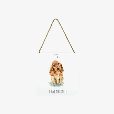 The Range Louise Nisbet (Golden Cocker Spaniel) Wooden Block - White