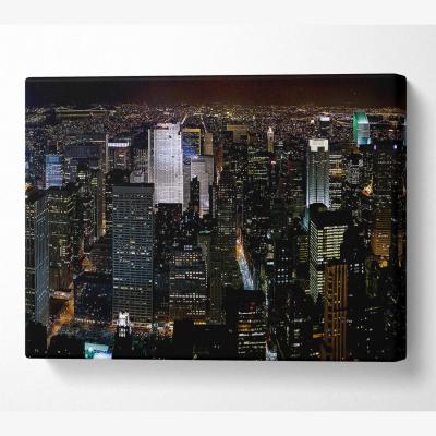 The Range City Building Block Nights Canvas Print Wall Art - Yellow / 81.28cm