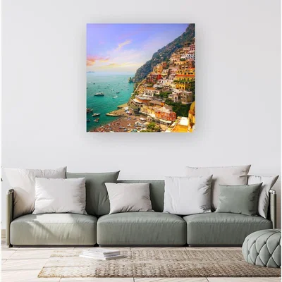 The Range Positano, Amalfi Canvas Print - Green / Small