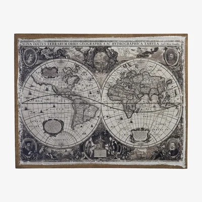 The Range Linen World Map Wall Art - Black