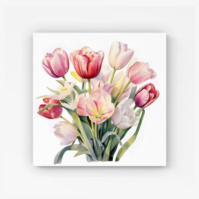 The Range Spring Tuplips Watercolour HD Metal Print - Red / 30cm