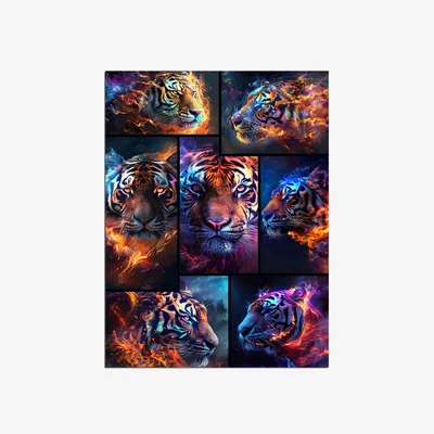 The Range Tiger Collage Metal Wall Art - Silver / 200g