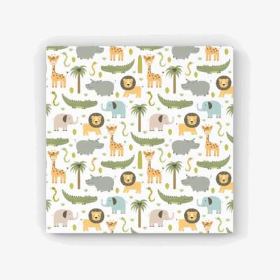 The Range Cute Safari Animals HD Metal Print - Green / 40cm