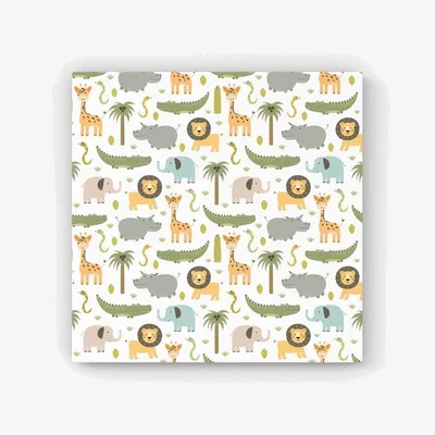 The Range Cute Safari Animals HD Metal Print - Green / 40cm