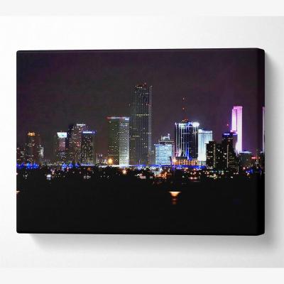 The Range Miami City Lights Canvas Print Wall Art - Yellow / 35.56cm