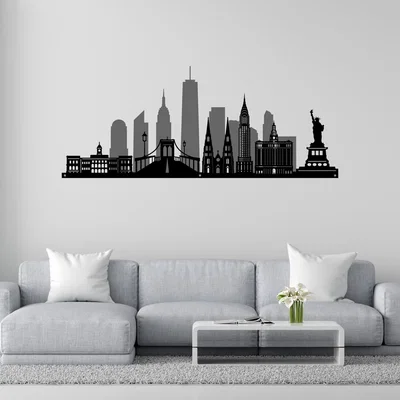 The Range New York Skyline Metal Wall Art 2D - Grey/Black