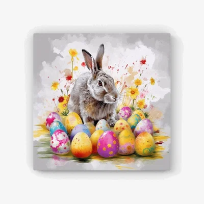 The Range Splashart Easter Bunny And Eggs HD Metal Print - Yellow / 30cm