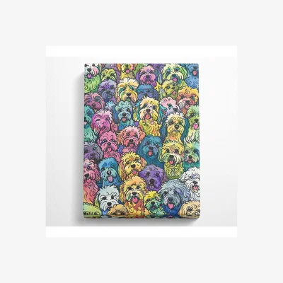 The Range Colourful Dogs Canvas Print - Black / 35.56cm