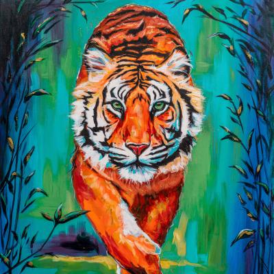 The Range 'Wisdom' - Tiger Art Print Wrapped on Canvas - Multi-Coloured