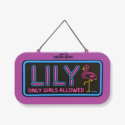 The Range Lily Pre-personalised Light-Up Neon Bedroom Sign - Pink