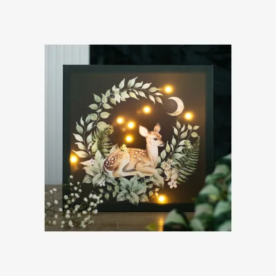 The Range Fawn Light Up Canvas Plaque - Multicolour